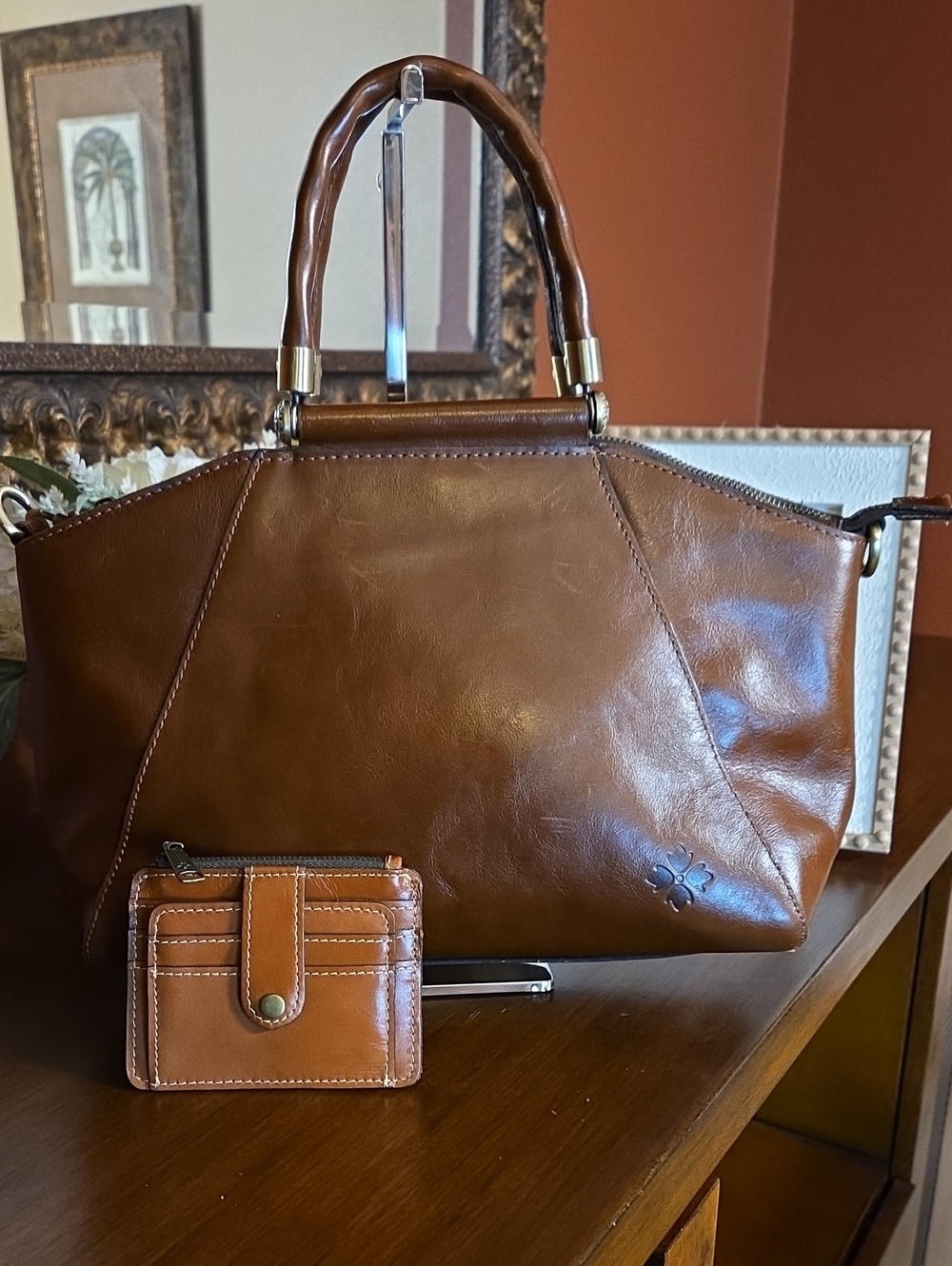 Patricia Nash Holland Leather Satchel with Card Holder